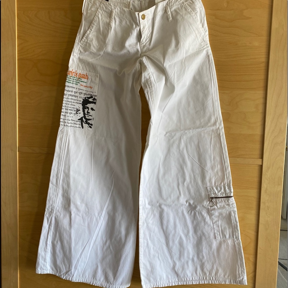 Bell bottom palazzo pants white wide legs